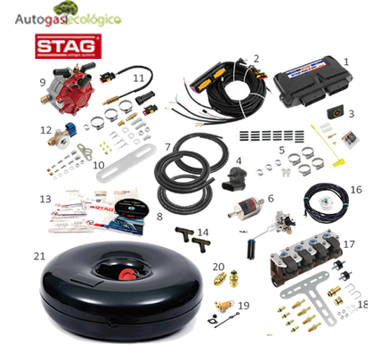 KIT 6- STAG DIRECT 400 para motores de 4 cilindros de inyección directa y gasolina de 98