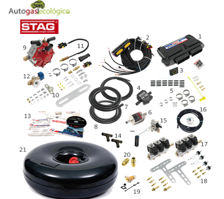 KIT 7- STAG DIRECT 400 para motores de 6 cilindros de inyección directa y gasolina de 98