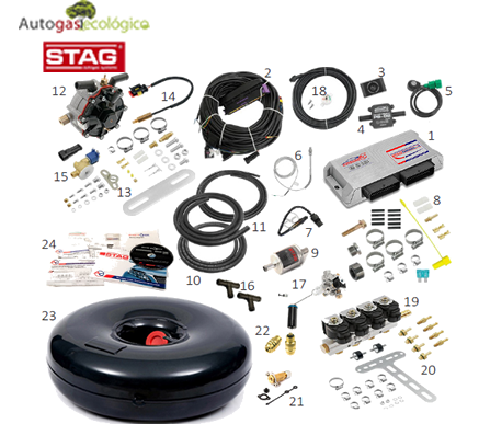 KIT 9- STAG DIESEL para motores diésel de 4 cilindros 12 Voltios 